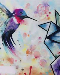 Hummingbird Rainbow Art Street Art Posters Art Prints