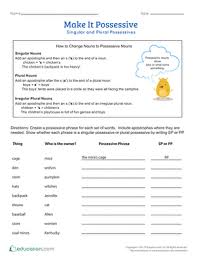 These grammar worksheets introduce the possessive form of nouns. Apostrophes In Plural Possessive Nouns Printable Worksheets Education Com
