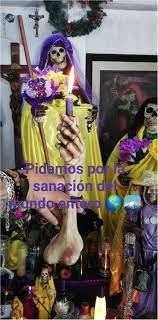 The santa muerte on your alter whether at your home or business will watch over your well being and over your family, this is one of the most powerful protections that exist in the santa muerte she will be at ease knowing there is a candle lit along with an offering of a drink now there will be moments when you will be in need of her help and you will have to come to her and ask for a special. Holy Death In The Time Of Coronavirus Santa Muerte The Salubrious Saint Springerlink