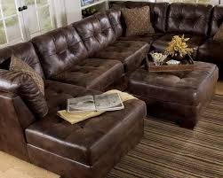 Furniture Classic Brown Leather Sectional Tufted Couch With Chaise And Ottoman Table Ex Sectional Sofa Decor Leather Couch Sectional Leather Chaise Sectional