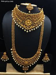 Beautiful Semi Bridal Set Beautiful One Gram Gold Necklace With Lotus Design N Bridal Gold Jewellery Gold Necklace Indian Bridal Jewelry Gold Jewelry Fashion