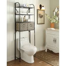 60'' h x 12.6'' w x 11'' d. Black Metal Storage Space Saver With 2 Baskets Windsor Bathroom Space Saver Bathroom Shelves Over Toilet Toilet Storage