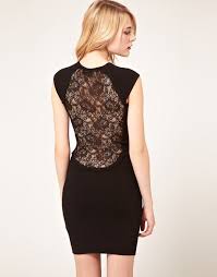 French Connection Black French Connection Bodycon Dress With Lace Back Lace Back Dresses Figure Flattering Dresses Lace Dress Trends