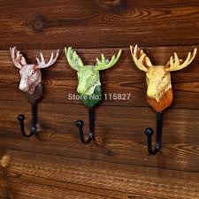 Ucuz Ucretsiz Kargo 3 Adet Grup Agir Geyik Kafasi Tasarimi Recine Duvar Kanca Metal Coat Hat Duvar Aski Ev Deocration Sicak Satis Satin Geyik Recine Metal