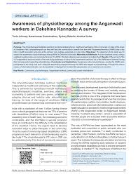 Pdf Awareness Of Physiotherapy Among The Anganwadi Workers