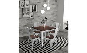 Can be viewed before purchase length is 150cm width is 90cm height is 75cm cash and collect only. Amazon Com Metal Dining Chairs With Wood Seat Distressing Tolix Style Indoor Outdoor Stackable Industrial Chair With Back Set Of 4 For Kitchen Dining Room Bistro And Cafe White Chairs