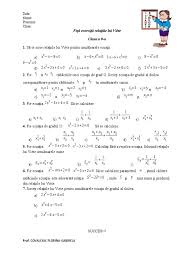 Numerele x1=1, x2=5 verifica aceste conditii: Fisa Exercitii Rel Viete Cl 9a