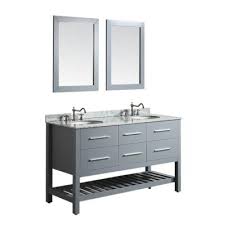 Home Decorators Collection Aberdeen 60 In W X 22 In D Double Bath Vanity In Dove Grey With Carrara Marble Top With White Sinks Aberdeen 60 The Home Depot Marble Vanity