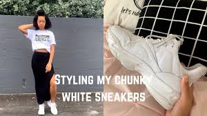 Selected femme chunky leather sneakers with sports mesh in white. Styling My Chunky White Sneakers Youtube