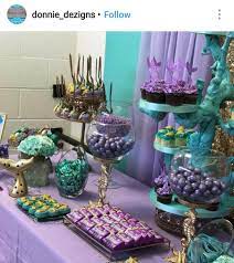 Mermaid Under The Sea Baby Shower Dessert Table Decor Baby Shower Dessert Table Baby Shower Candy Table Baby Shower Desserts