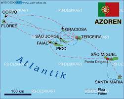 Santa maria heeft veel diepe baaien en daarmee de mooiste stranden van de azoren. Karte Von Azoren Region In Portugal Welt Atlas De