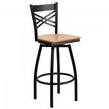 Yongqiang metal barstools set of 4 high back bar stools dining bar chairs counter high bar stools with back wooden seat 24 matte black 4.7 out of 5 stars 764 $199.99 $ 199. Flash Furniture Xu 6f8b Xswvl Natw Gg Hercules Black X Back Swivel Metal Barstool Natural Wood