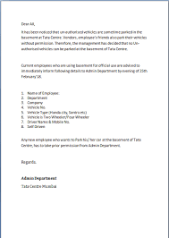 Unauthorized Parking Letter Format In Word Sample Template Example Of Unauthorized Parking Notice Email To Word Email Templates Lettering Letter Templates