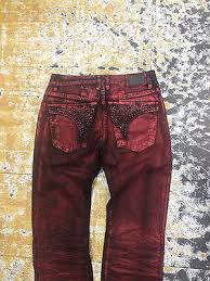 Black And Red Jeans Men Robin S Jean Mens Red Rust Black Wash Embelished Jean 100 Authentic Made In Usa Robin Jeans Embelished Jeans Japanese Denim