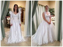 She Is Wearing Her Mother S Gown From The 80 S She Wanted It To Look A Little More Mod Upcycled Wedding Dress Wedding Dress Alterations Heirloom Wedding Dress