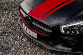Satin Black Mercedes Amg Gt S With Dragon Red Stripes Gtspirit Mercedes Amg Gt S Mercedes Amg
