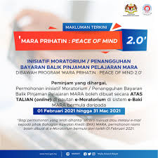 Cara mohon moratorium automatik bank. Majlis Amanah Rakyat Makluman Terkini Mara Prihatin Peace Of Mind 2 0 Inisiatif Moratorium Penangguhan Bayaran Balik Pinjaman Pelajaran Mara Kplb Mara Prihatin Amanahrakyat Luarbandarsejahtera Facebook