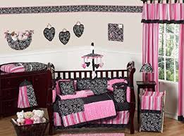 Pink And Black Madison Girls Boutique Baby Bedding 9pc Crib Cot Set Amazon Co Uk Baby Products