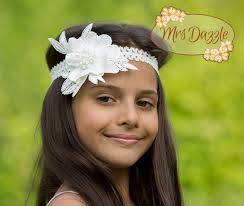 Baptism Headband, Christening Headband, off White Headband, Floral  Headband, White Headband, Communion Headband, Flower Girl Headband