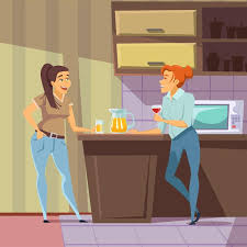 Free Vector | Women chatting in kitchen girlfriends at house party people  relaxing in apartment dining room composition female characters drinking  wine alcohol beverage and lemonade