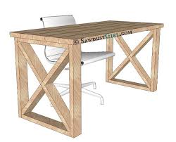 X Leg Office Desk Sawdust Girl Diy Desk Plans Diy Furniture Furniture Diy