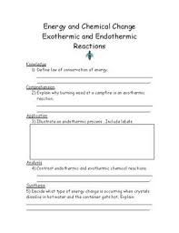 Worksheet Or Review Covering Law Of Conservation Of Energy Exothermic And Endothermic Reactions Answer Key Included Chemical Changes Energy Reactions