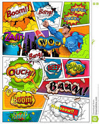 Comic Book Page Divided By Lines With Speech Bubbles Rocket Superhero And Sounds Effect Retro Background Comic Template Comic Book Template Comic Book Pages