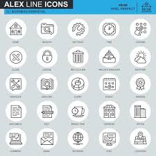 Thin Line Business Communication And Office Icons Set