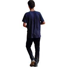 A Young Person Walking Down The Road In A Dark Blue T Shirt Blue Shirt Shirts Blue Tshirt