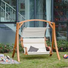 To keep your garden looking amazing throughout the year, make sure to mix it up: Wooden Porch Swing Chair A Frame Wood Log Swing Bench Chair With Canopy And Cushion For Patio Garden Yard Walmart Canada