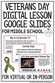 Veterans Day Activity Digital Learning Google Slides In 2020 Veterans Day Activities Social Studies Middle School Digital Lessons