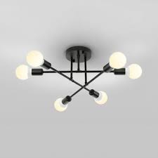 6 8 Lights Stacked Semi Flush Ceiling Light Modern Metal Ceiling Fixture In Black Gold White For Bedroom Takeluckhome Com