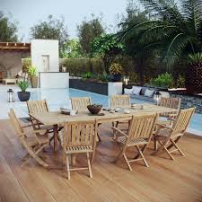 Patio chairs, patio tables, benches, patio bars & carts Marina 9 Piece Outdoor Patio Teak Dining Set Contemporary Modern Furniture Modway