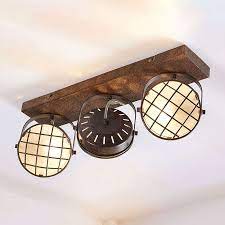 Industrial ceiling light pendant light glass lampshade lighting loft cafe decor. Industrial Ceiling Lamp Rust Brown 3 Lights Incl Replaceable Led Dimmable Tamin Lampandlight