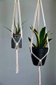 macrame plant hanger 40 quot knotted natural white cotton rope 3 strand indoor hanging planter blumenampel selber machen pflanzenschaukel old dutch bookshelf pot rack