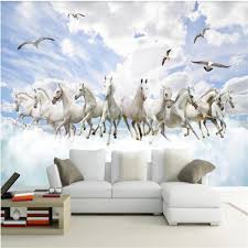 Wallpapers for your pc, windows xp, windows vista, windows 7 and mac os. White Horse Wallpapers 3d Wallpapers Three Dimensional Landscape Tv Background Wall Decoration Painting From Catherine198809100 5 81 Dhgate Com