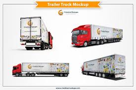 Trailer Truck Mockup Presentation Design Business Card Mock Up Mockup