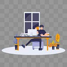 Flat Cartoon Illustration Man Doing Working At Office Home Office Clipart Flat Work Png And Vector With Transparent Background For Free Download In 2021 Cartoon Illustration Cartoon Styles Guy Drawing