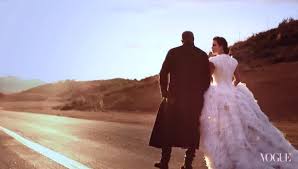 Kim kardashian west wears mugler fw1998 couture ritz and jimmy choo shoes. Kim Kardashian And Kanye West Grace Cover Of Vogue In Wedding Outfits Hello