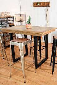 Table Haute Extensible Bois Recycle 120 160 Cm Brisbane Table Haute Mange Debout Table Haute Cuisine Table Haute