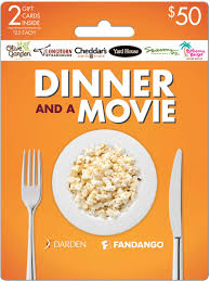 Get details here *purchase $50.00 or more worth of fandango gift card(s) in a single transaction on fandango.com between 12:01am pt on sunday 8/1/2021 and 11:59pm pt on tuesday 8/31/21. Darden 50 Dinner Movie Gift Card Pack Darden Fandango Daam 17 50 Best Buy