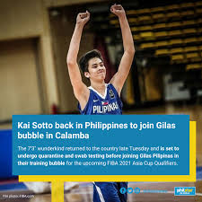 Kai sotto has formally announced that he would be joining gilas pilipinas in the fiba asia cup qualifiers which the country will be hosting in february in a bubble in clark, pampanga. Philstar Com Philippine Basketball Phenom Kai Sotto Is Back In The Country After More Than A Year In The Us The 18 Year Old Will Undergo A Five Day Mandatory Quarantine And Will Await The