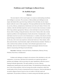 Pdf Problems And Challenges In Rural Areas