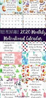 Free Printable 2020 Monthly Motivational Calendars Space For Setting Goals Differen Calendar Printables Free Printable Calendar Inspirational Quotes Calendar