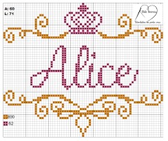 Estas letras podem ser usadas em panos de prato. Nome Alice Ponto Cruz Com Coroa E Arabesco Alfabeto Ponto Cruz Graficos Ponto Cruz Alfabeto Ponto Cruz