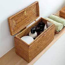 アジア工房オリジナルタッセル付きアタ製フタ付小物入れケース 長方形タイプ 2202 130202202 130212202 13022 小物入れ収納バスケットアタ籠ふた付きインテリアナチュラルおしゃれフタ付き収納ボックス蓋付き収納カゴ収納かごバリ雑貨アジアン雑貨 カゴ 収納