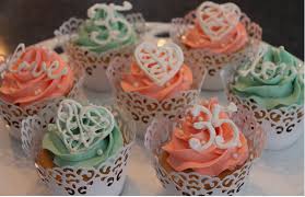 35th Anniversary Cupcakes Traditional And Modern Coral And Jade Colors Anniversary Cupcakes 35th Anniversary Ideas Wedding Anniversary Celebration