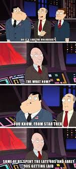 A Holodeck At The Cia Funniest Part Is Avery Bullocks Is Patrick Stewart Who Is Notably Capt Jean Luc Picard American Dad American Dad Memes Funny Pictures
