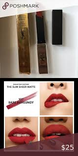 Yves Saint Laurent Rouge Pur Couture The Slim Glow Matte Lipstick New Ysl Slim Sheer Matte In Bare Burgundy In 2020 Yves Saint Laurent Makeup Burgundy Ysl