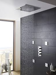 Whether large or small, taking your shower tile entirely to the ceiling will lift your space and make it feel larger. Hudson Reed Chrome Square Ceiling Tile Fixed Shower Head Head80